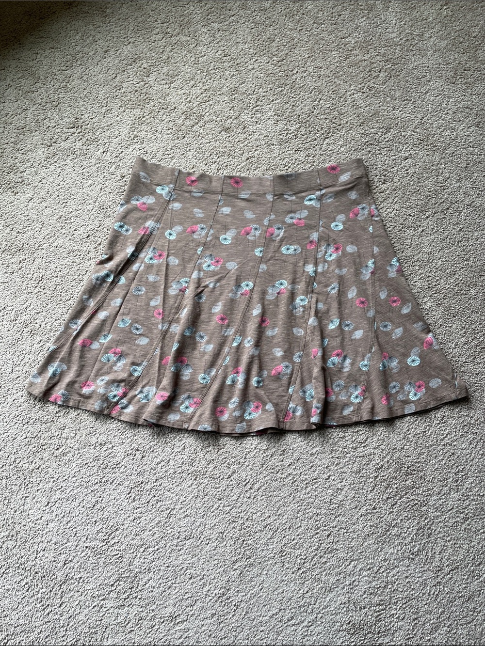 Toad&Co Chachacha Skirt XL Organic Cotton Blend Outdoor Taupe Floral Pull On